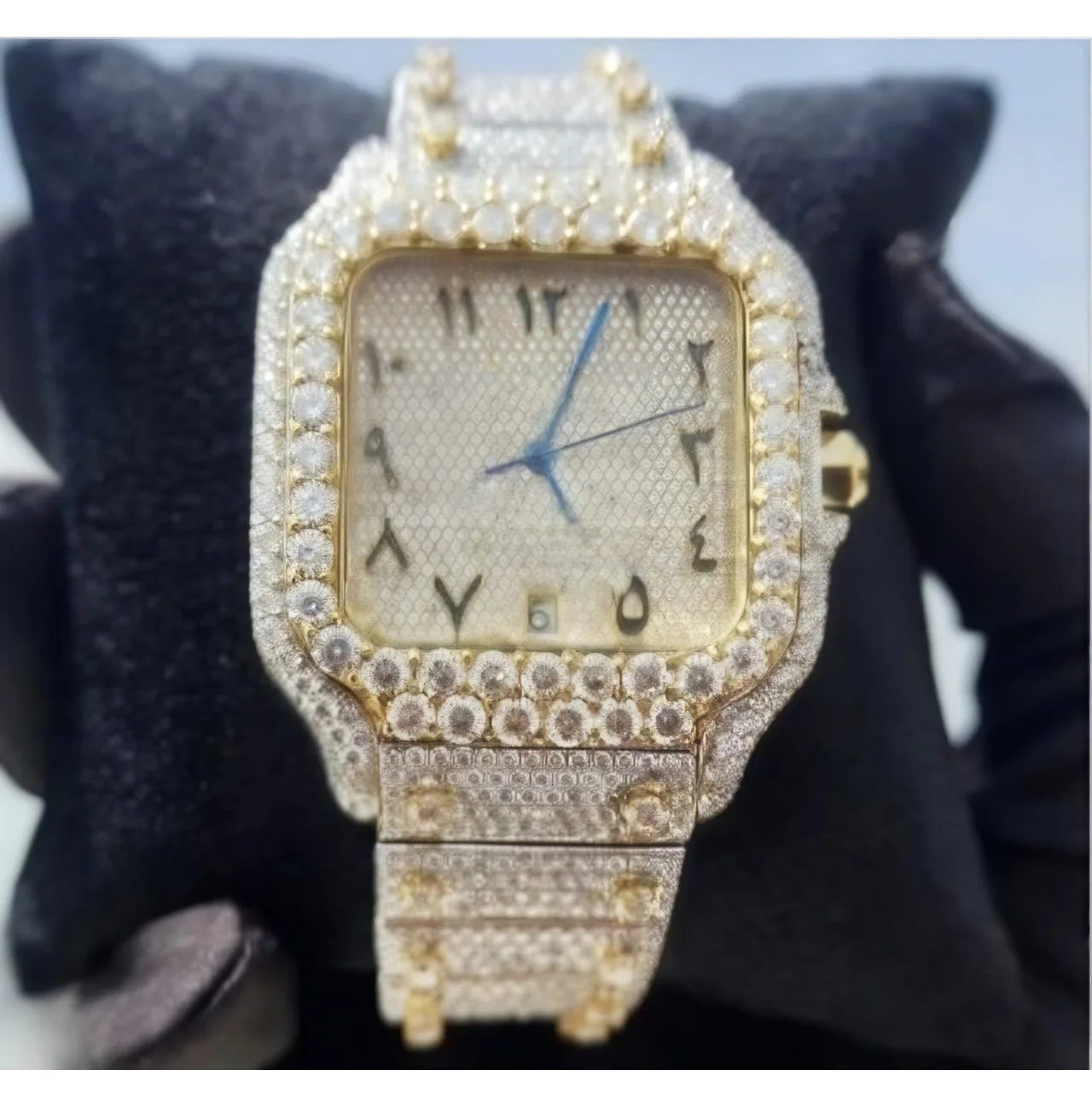 SHREYA DIAM Premium Quality Elegant Stainless Steel Square Quartz Diamond Roman Numeral Glass Watch Leather Strap Men Formal