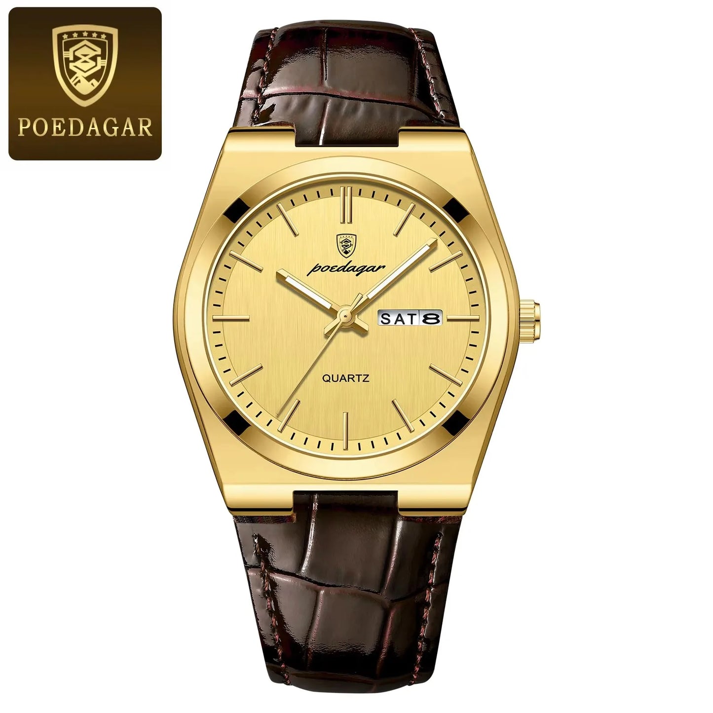 Hot Selling POEDAGAR 930 Man Wristwatch Stainless Steel Leather Strap Waterproof Luminous Men's Watches for Montre Homme Relojes