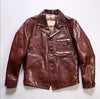 Factory Custom 100% Natural Genuine Leather Jackets Men's Orange Vibrant Multi-pocket Oil Waxed Dermis Cowhide Coat
