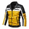 L-3XL Plush Leather Jacket Men's Coat Youth Motorcycle Suit Color Blocking New Style Leather Coat