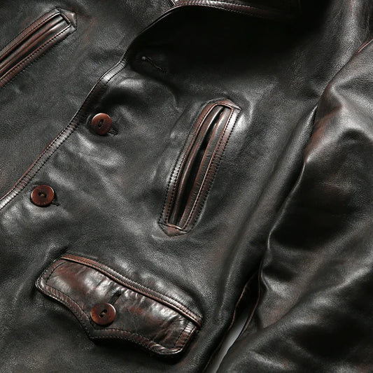 Wholesale Clothing Custom Mens Casual Windproof Jacket Men's High Quality Fashion Genuine Horse Skin Leather Jackets