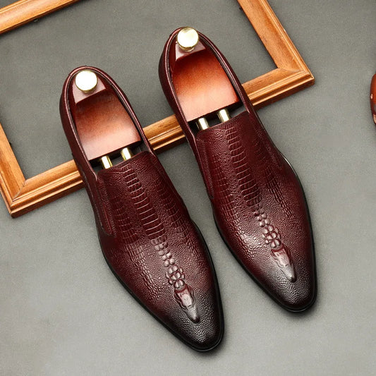 2026 New Trend Elegant Style British Authentic Genuine Leather Men's Cow Leather Dress Shoes Wedding Party Shoes