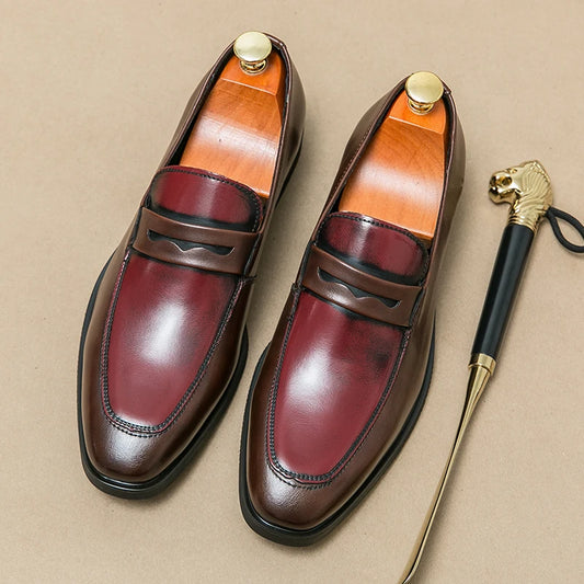 Cross-border Men's New Design Dress Shoes & Oxfords PU Leather Casual High Top Toe Loafers Easy Wear Large Sizes Fashion Shoes