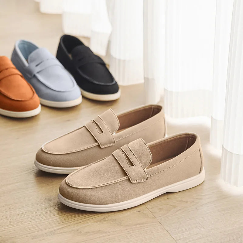 Men's Solid Summer Breathable Bean Shoes Slip-on Round Toe Imitation Leather Lining Casual Lazy Loafers Office & Career