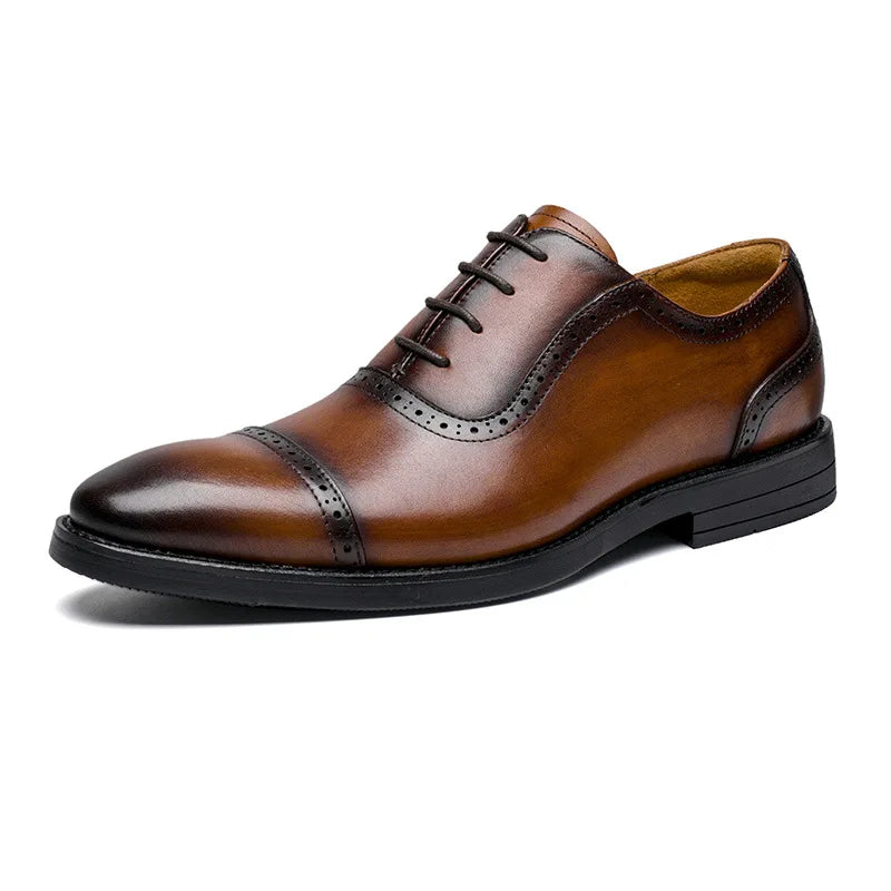 New Arrivals Top-grain Cowhide Leather Formal Business Men's Leather Shoes Genuine Leather Brogue Designer Shoes Wenzhou Shoes