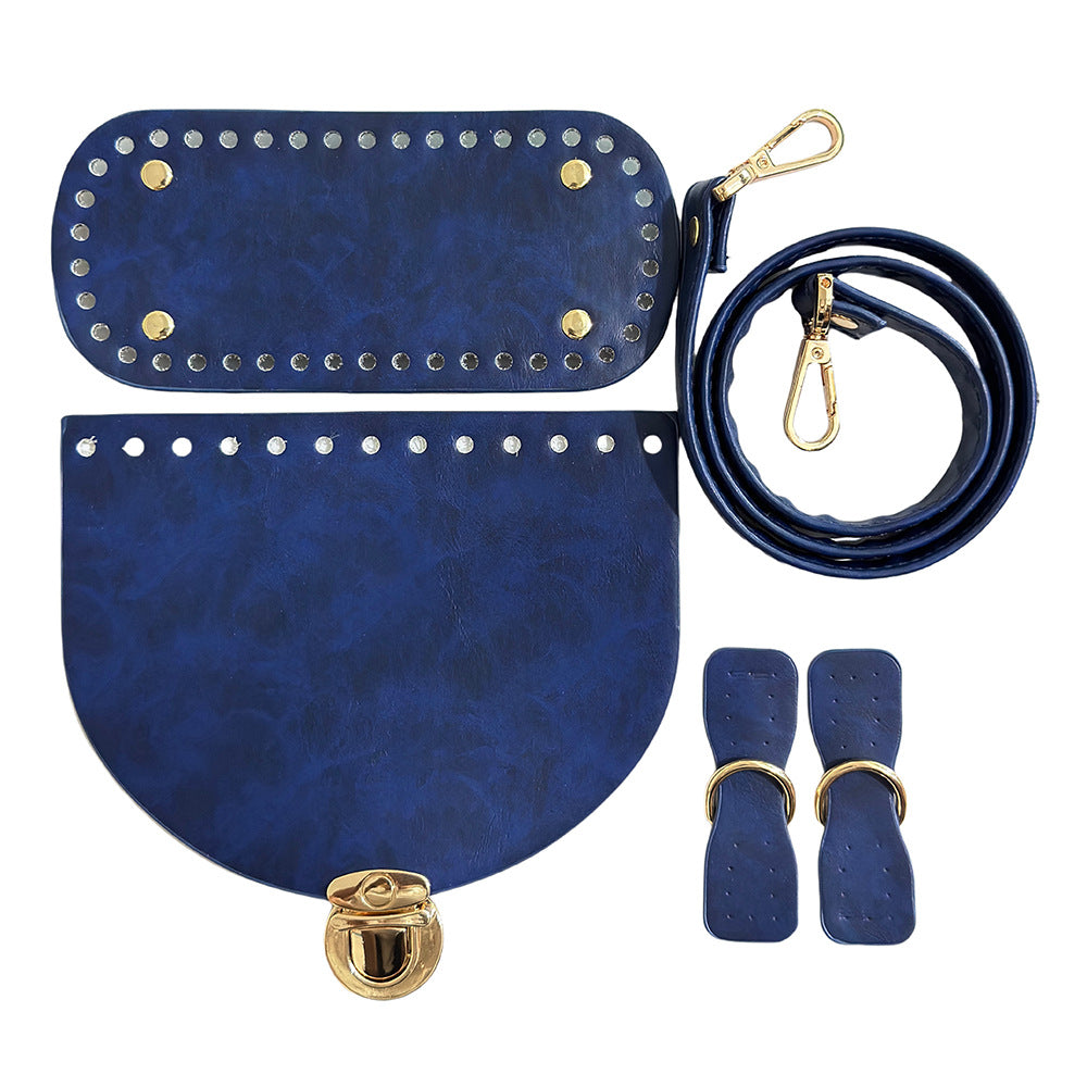 DIY Bag Leather Accessories Handmade Woven Backpack Bottom Shoulder Strap Bag Cover Buckle Retro Leather Five-piece Set