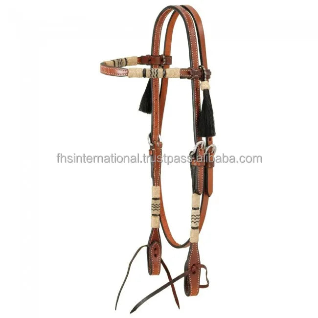 Best Quality - Rawhide Knotted - South American Cow Harness Leather - Western Headstall