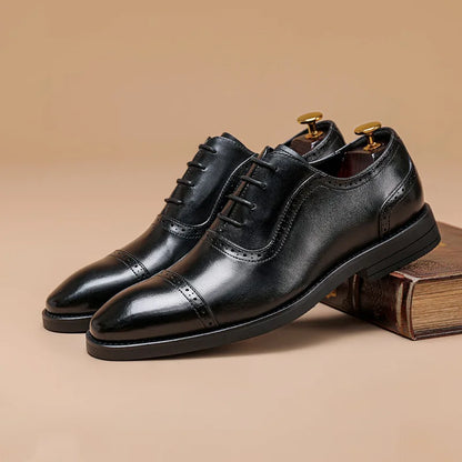 New Arrivals Top-grain Cowhide Leather Formal Business Men's Leather Shoes Genuine Leather Brogue Designer Shoes  Wenzhou Shoes