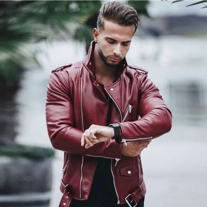 Liu Ming New Autumn Winter Mens Fashion PU Leather Plus Size Jacket Coats