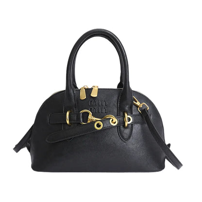 2026 New Hot Sale Dome Bag Bear Pendant Decor Metal Buckle PU Leather Winter Date Stylish Retro Handbag