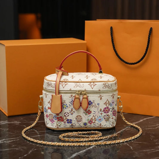 Top-Tier Designer Luxury Vanity Bag Genuine Leather Cowhide Multi-color Flower Monogram Handbag Crossbody Bag