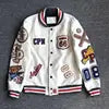 New Arrival Men's Leather Baseball Jacket Autumn & Winter Long Sleeve PU Leather Coat Embroidered Top Jacquard Trendy Sports