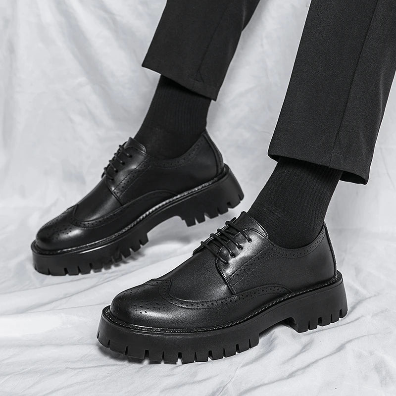 Latest Design High Quality Oxford Formal Shoes Slip-on Black Platform Men's Leather Dress Shoes Genuine Leather