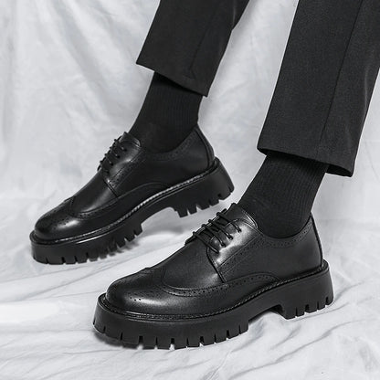 Latest Design High Quality Oxford Formal Shoes Slip-on Black Platform Men's Leather Dress Shoes Genuine Leather