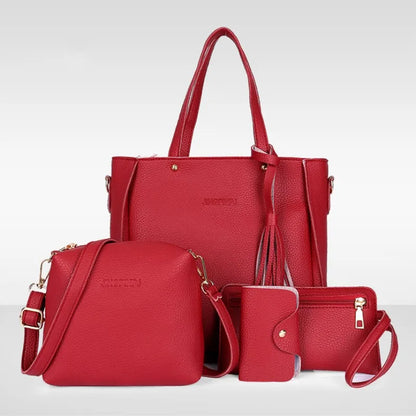 New Hot Sale Sac a Main Lady Shoulder Bag Tote Purse Satchel Set 4 Pcs Set Bag Design Handbag Pu Leather Bag