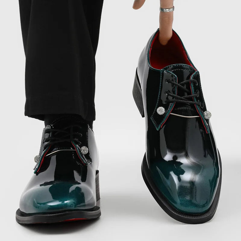 25165 Good Quality New Black Business Men Leather Shoes Fashion square Toe Men Dress Shoes