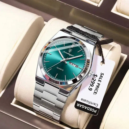 Hot Selling POEDAGAR 930 Man Wristwatch Stainless Steel Leather Strap Waterproof Luminous Men's Watches for Montre Homme Relojes