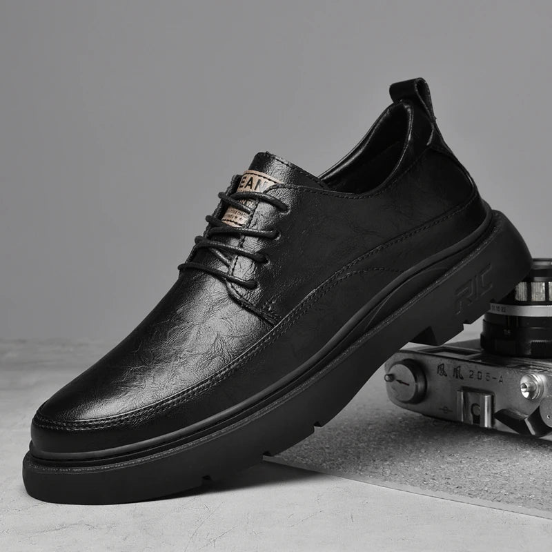 Men's Dress Uniform Oxford Work & Safety Outdoor Shoes Low-top Lace up Leather Business Thickened Fleece Cotton Padded Warm
