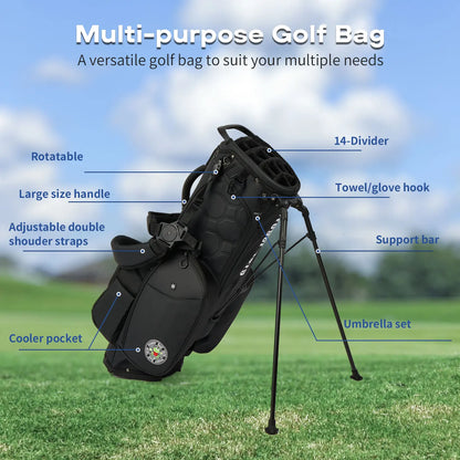 14 Divider Pu Leather Waterproof Golf Stand Bag Custom Light Weight Stand Golf Bags