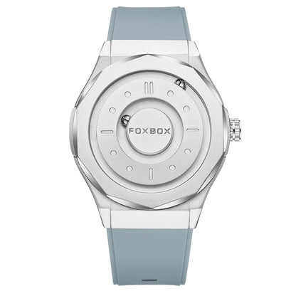 For FB0091 43mm Dial Gray Leather Men's Cartoon Simple Magnetic Levitation Watch with 3D Floating Ball Waterproof Gift Box