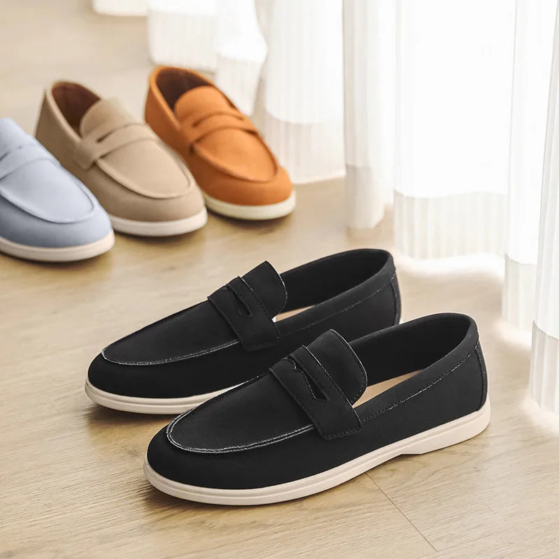 Men's Solid Summer Breathable Bean Shoes Slip-on Round Toe Imitation Leather Lining Casual Lazy Loafers Office & Career