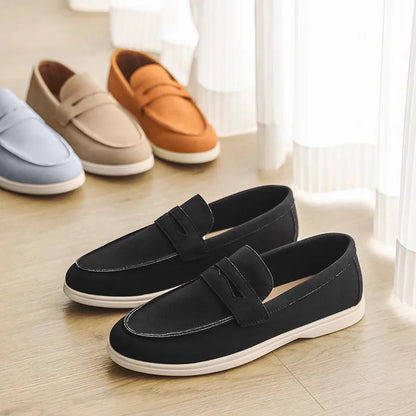 Men's Solid Summer Breathable Bean Shoes Slip-on Round Toe Imitation Leather Lining Casual Lazy Loafers Office & Career