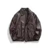 Customized Retro Fashion PU Men's Jacket, pilot Zipper Leather Top, High-quality Embroidered Black