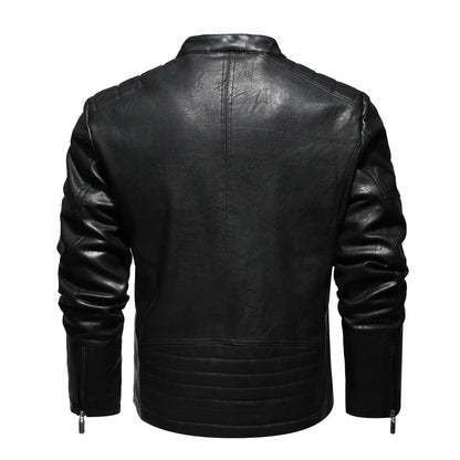 New Arrival Washed Cotton Embroidery Color Matchingmotorcycle Pu Leather Men Jacket for Man