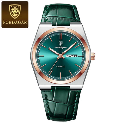 Hot Selling POEDAGAR 930 Man Wristwatch Stainless Steel Leather Strap Waterproof Luminous Men's Watches for Montre Homme Relojes