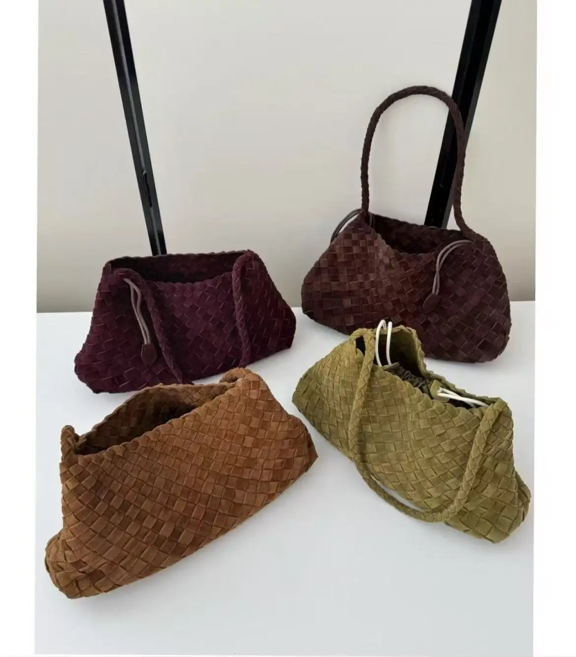 New Arrival Unique Retro Green Women's Suede Hobos Shoulder Bag Large Capacity Genuine Leather Lining Luxury Durable Button