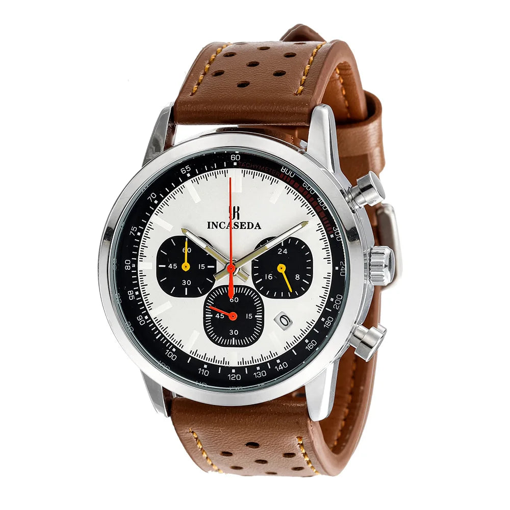 INCASEDA 6034 Cheap Chinese Man Quartz Watch Costume Genuine Leather Band Luminous Chronometer Concise Sports Watch Design
