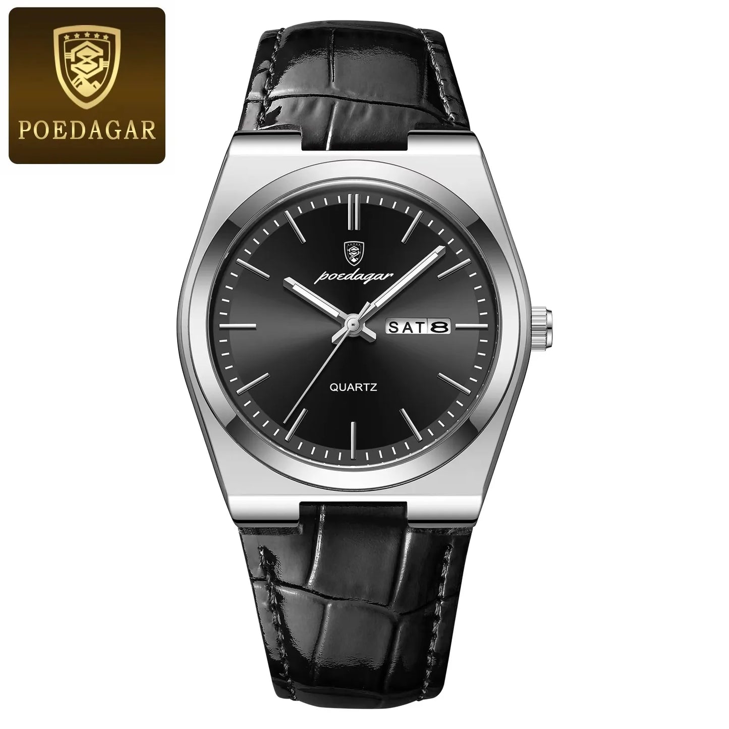 Hot Selling POEDAGAR 930 Man Wristwatch Stainless Steel Leather Strap Waterproof Luminous Men's Watches for Montre Homme Relojes