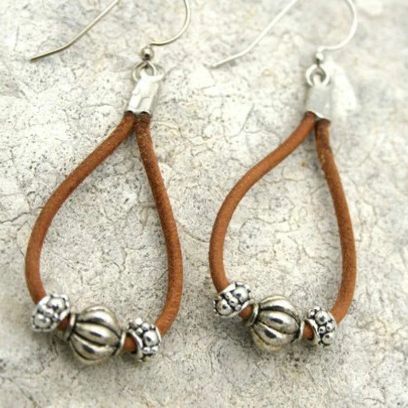 leather Earrings big leather Earrings Spiral Shell leather earrings Bohemia Earring