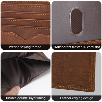 Laser Engraving Custom Logo Black High Grade 100% Real Genuine Cowhide Napa Leather Wallet Gift Wallet Set for Men