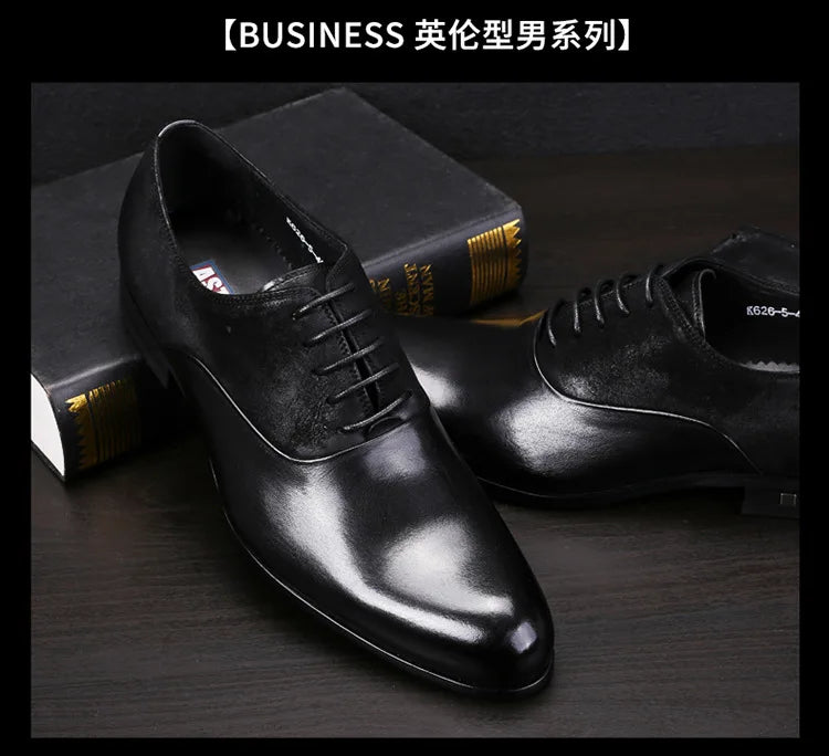 S0394X           Men's Business Suit British Style Genuine Leather Matte Wedding Handmade Oxford Shoes Pointed Toe
