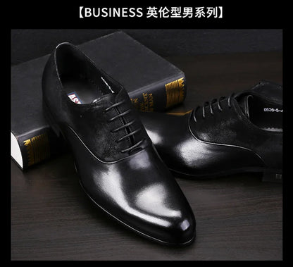 S0394X           Men's Business Suit British Style Genuine Leather Matte Wedding Handmade Oxford Shoes Pointed Toe
