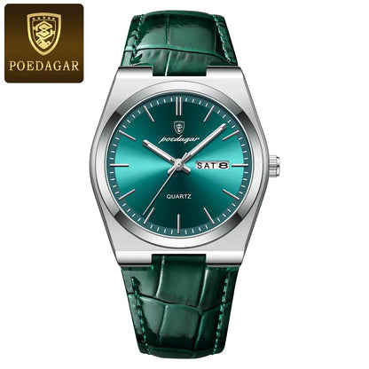 Hot Selling POEDAGAR 930 Man Wristwatch Stainless Steel Leather Strap Waterproof Luminous Men's Watches for Montre Homme Relojes