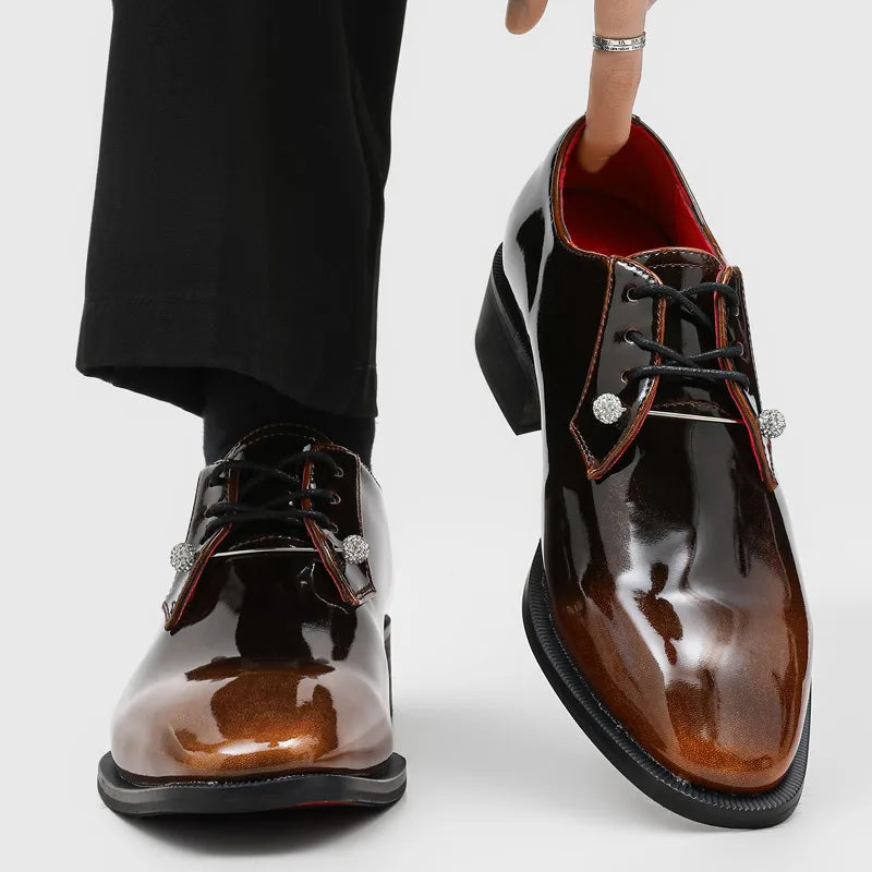 25165 Good Quality New Black Business Men Leather Shoes Fashion square Toe Men Dress Shoes