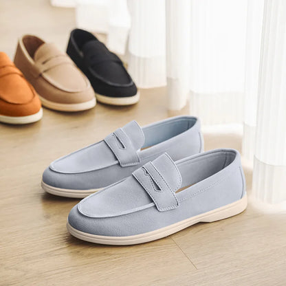 Men's Solid Summer Breathable Bean Shoes Slip-on Round Toe Imitation Leather Lining Casual Lazy Loafers Office & Career