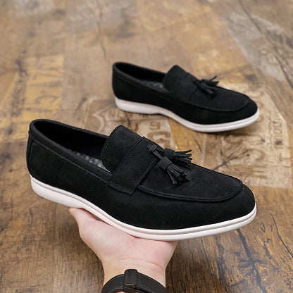 Classic Suede Leather Men's Casual Slip-on European Style Men Classy Fashion Men's Dress Loafer Shoes Business Oxfords