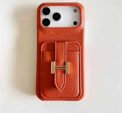 Lychee Grain Luxury Cardholder Phone Case for iphone 17 Pro 13 Pro Embossing Shockproof Durable Fashionable Artificial Leather