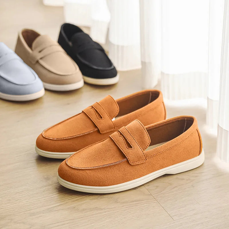Men's Solid Summer Breathable Bean Shoes Slip-on Round Toe Imitation Leather Lining Casual Lazy Loafers Office & Career