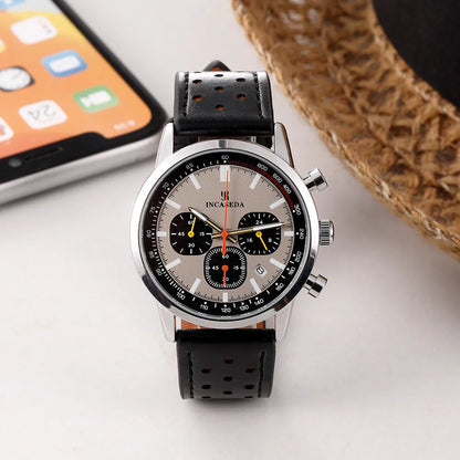 INCASEDA 6034 Cheap Chinese Man Quartz Watch Costume Genuine Leather Band Luminous Chronometer Concise Sports Watch Design