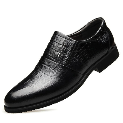Designer Men's Genuine Leather Business Formal Shoes for Animal Print Slip-On Design Spring Wedding Breathable Versatile