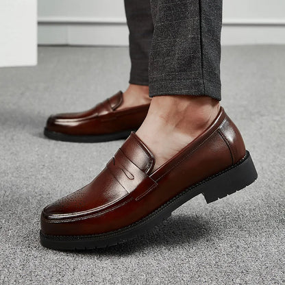 New Design Pure Color Comfort Fashion Loafers High Quality Slip-on PU Leather Oxfords Dress Shoes Men
