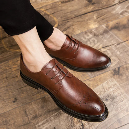 Fashion England Trend Autumn Casual Men's Wedding Shoes Wholesale Flock Oxford Leather Breathable Anti-Slippery Plus Size Formal