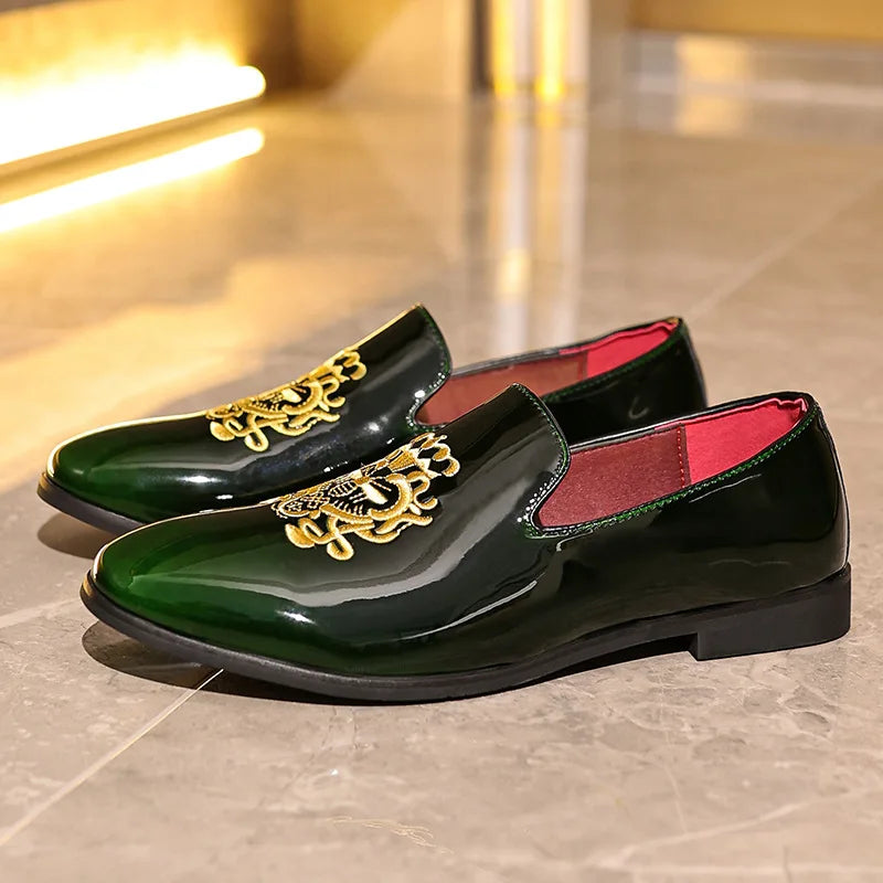 New Hot Selling Large Size 40-48 Embroidered Business Casual Breathable Men's Leather Shoes