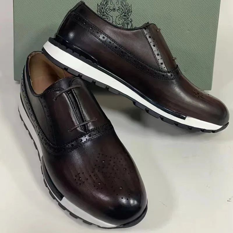 Men's Retro Style British Oxford Wedding Dress Shoes Comfortable Genuine Leather Business Formal for Autumn Season