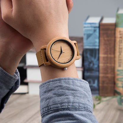 For DODO DEER 2020 Antique Bamboo Quartz Wristwatch Genuine Leather Strap Branded Couples Fashion Pointer Dial