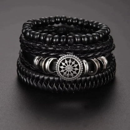 Wholesale Cheap Alloy Fashion Classic Leather GENEVA Calendar Quartz Bracelet and Watches Set for Men